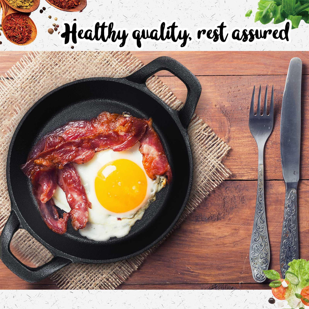 4 Pack Mini Cast Iron Skillets 6.3 x 6.3 x 1.5 Inch Pan Ramekin Set