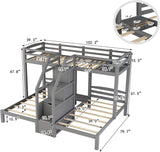 Triple Bunk Bed with Stairs and Storage Staircase, Twin Over Twin & Twin L-Shaped Bunk Bed for 3