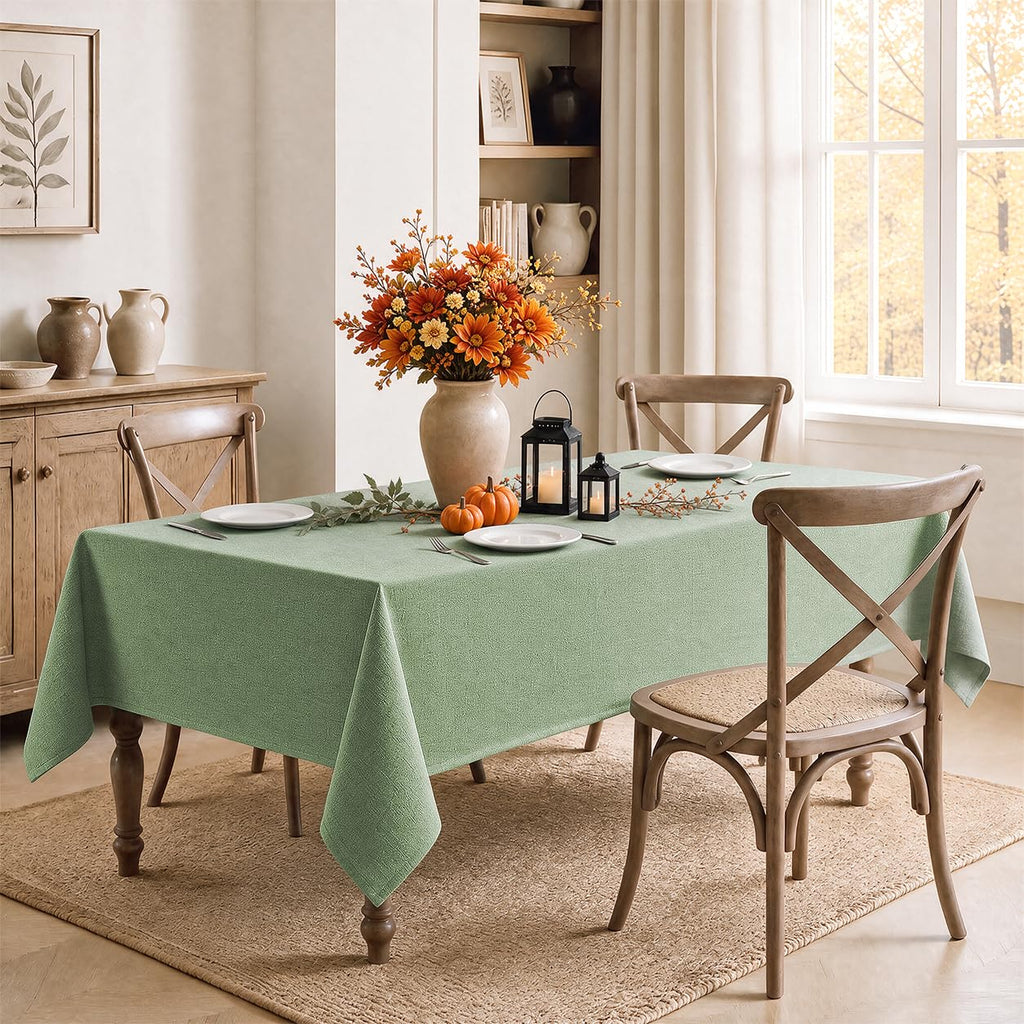 Rectangle Tablecloth Linen Textured Waterproof & Stain Resistant Table Cloth Wrinkle Free Decorative Fabric Farmhouse