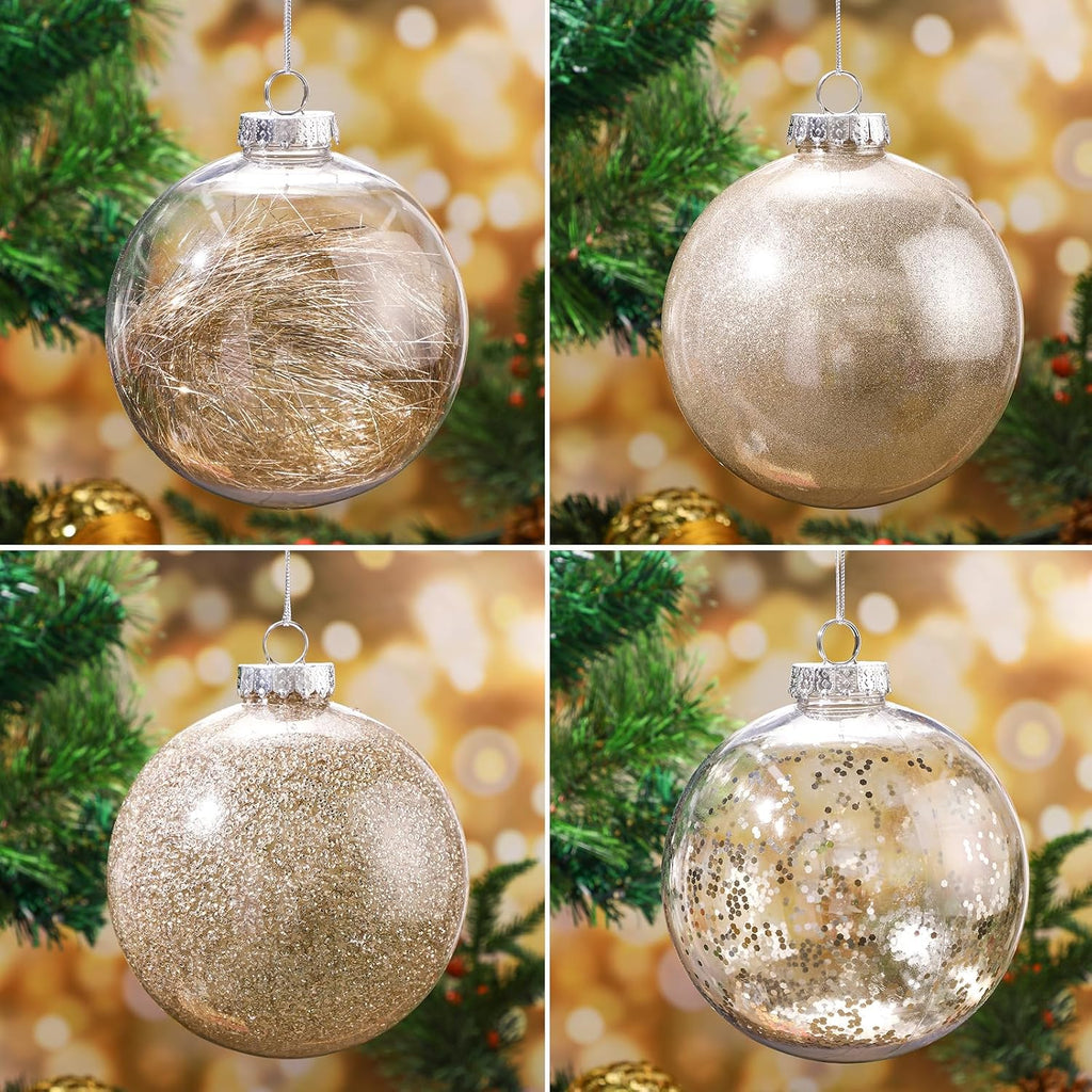 4 Pcs 6 Inch Large Clear Plastic Christmas Ball Ornaments Christmas Decoration Balls Xmas Bulbs Ornaments Balls