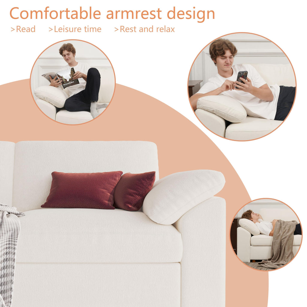 Oversized U Shape Sectional Modular Sofa, White Deep seat Couch