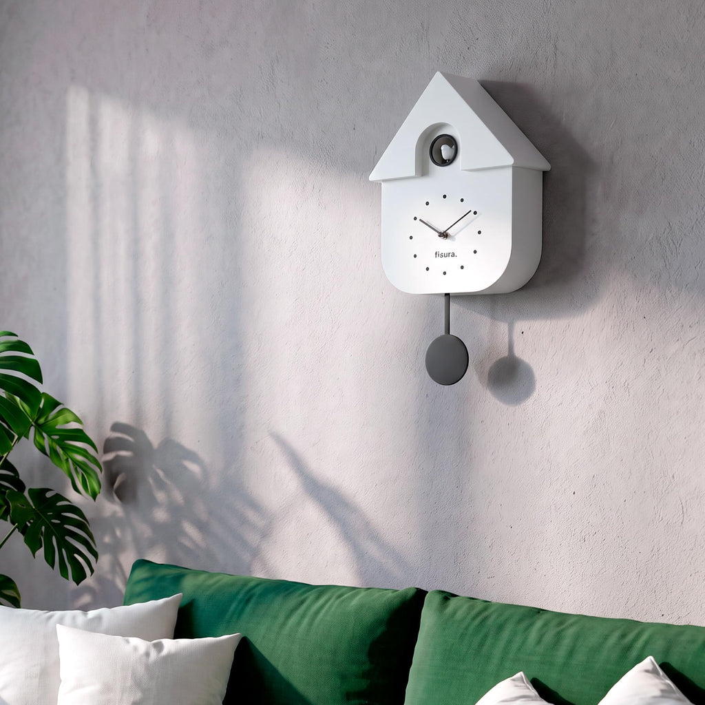 Cuckoo Wall Clock Decor, White & Black