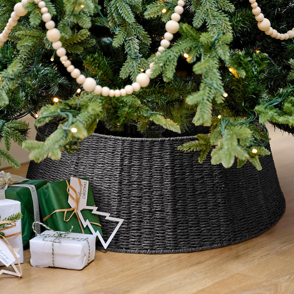 Christmas Tree Collar- 26",Christmas Tree Base Christmas Basket Collar ,for Covering Tree Stand (Black, 26 in)