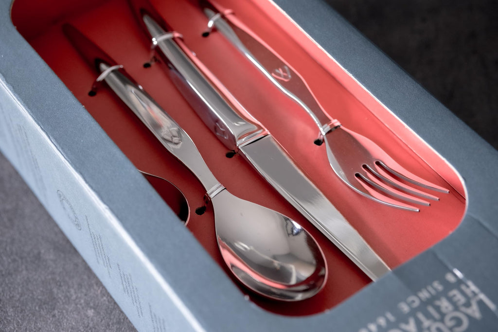Heritage Dinnerware Set; Luxury French Flatware in Premium Stainless Steel; Features Knives, Forks, Spoons with