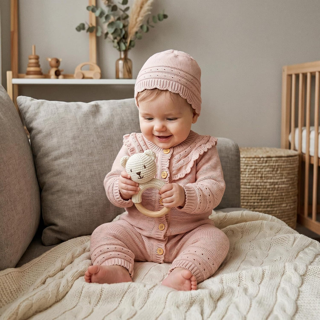 Baby Romper Cotton Knit Sweater Set