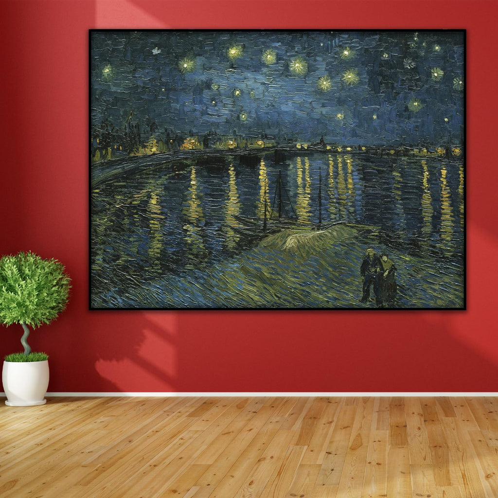 Van Gogh Canvas Wall Art -starry night over the rhone print - City Starry Sky Poster - Famous Oil Painting