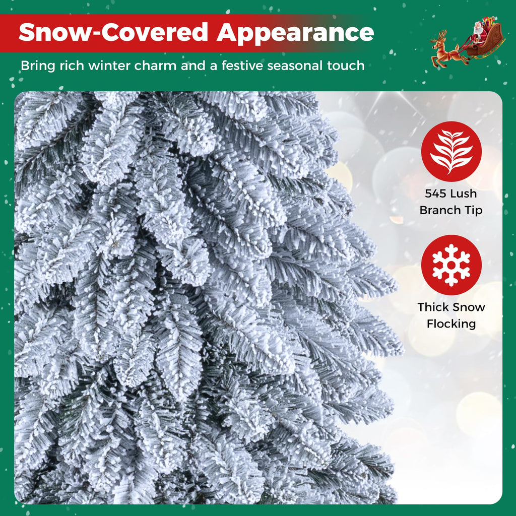 7 Collapsible Snow Flocked Xmas Tree w/ 705 PVC Branch Tips