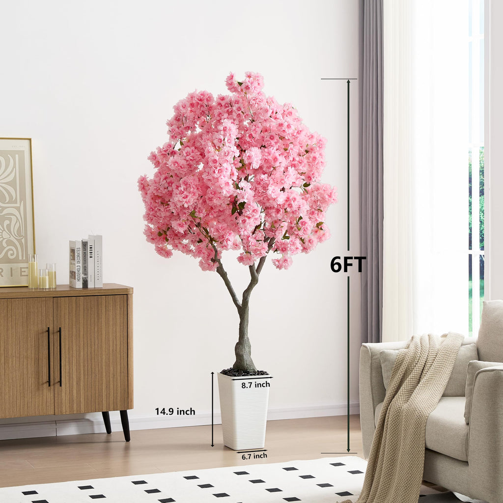Artificial Cherry Blossom Tree 6FT, Pink Large Fake Plants Indoor