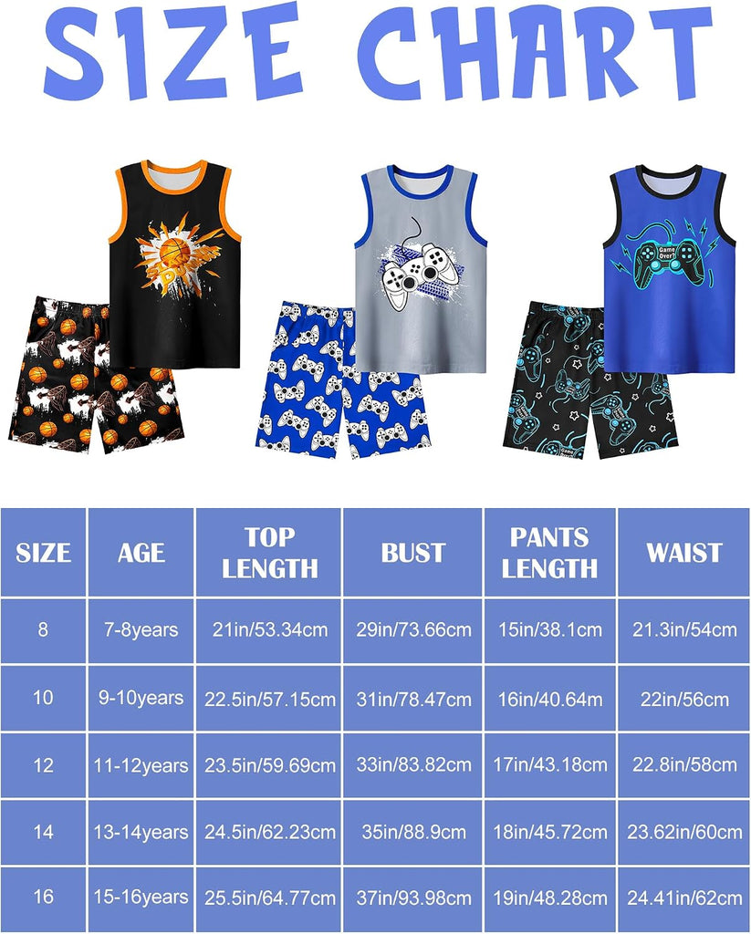 Boys Pajamas Little Big Boys Summer Pajamas Tank Tops & Shorts Cool Pjs Set Kids Sleepwear Outfits