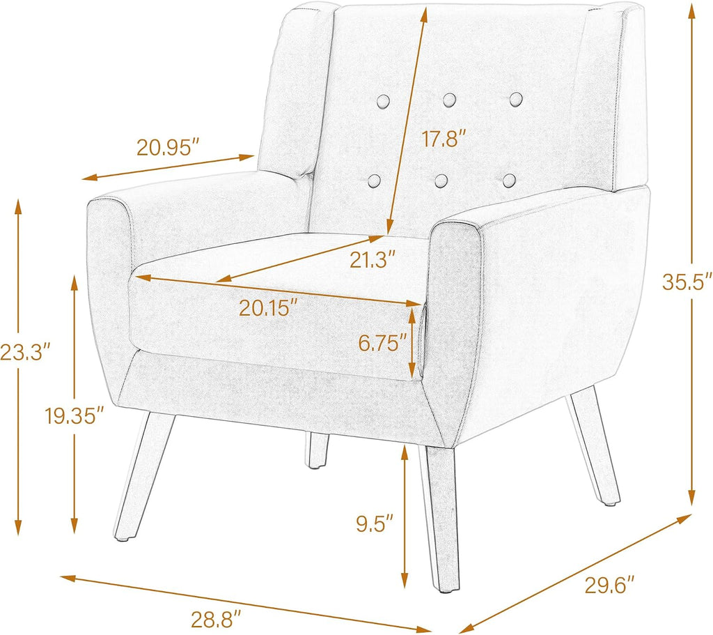 PU Leather Accent Chairs, Upholstered Armchair, Brown - Set of 2