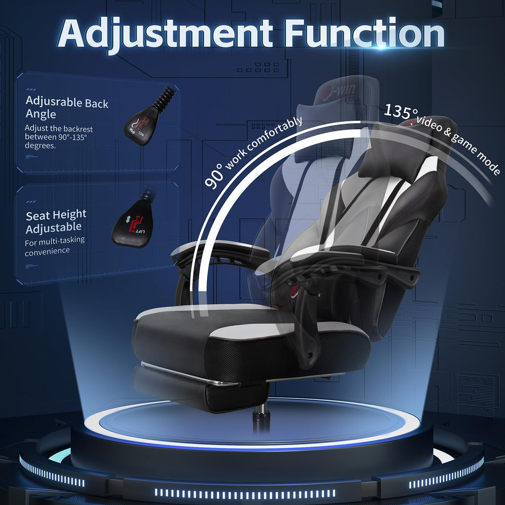 Video Gaming Chair for Adults, Computer Chair with Footrest and Ergonomic High Back, Big and Tall Gamer Chair with