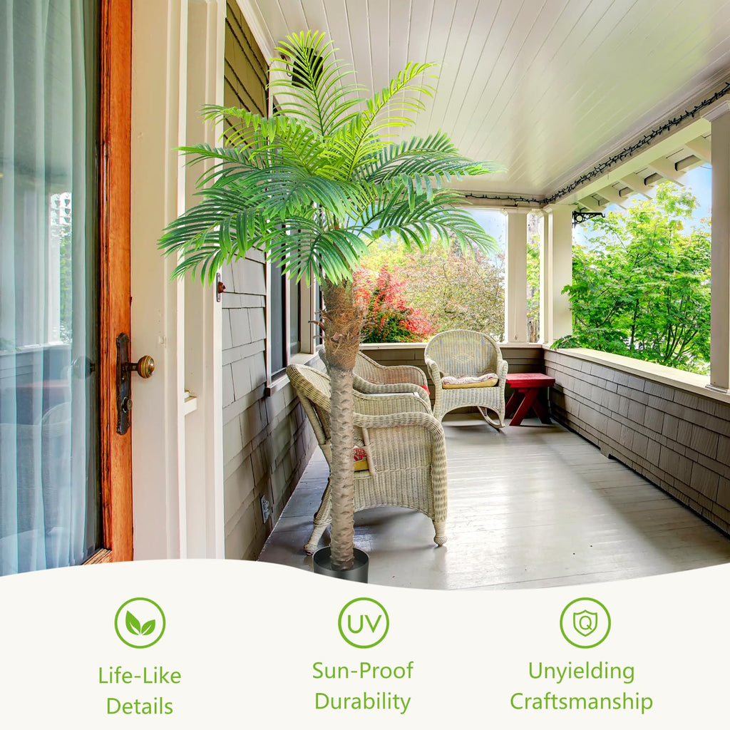 Palm Trees 6FT 2pcs Artificial Palm Tree for Outdoors 72IN - Green Coconut Silk Palm Tree Fake Plant in Pot - for