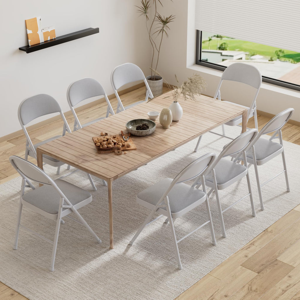 Folding Chairs Set, Indoor Outdoor, Neutral Grey