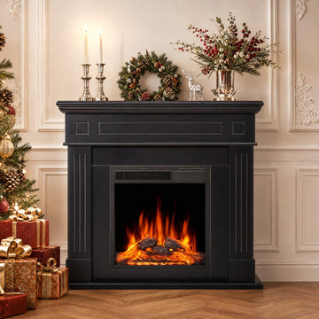 43'' Electric Fireplace with Mantel, Black