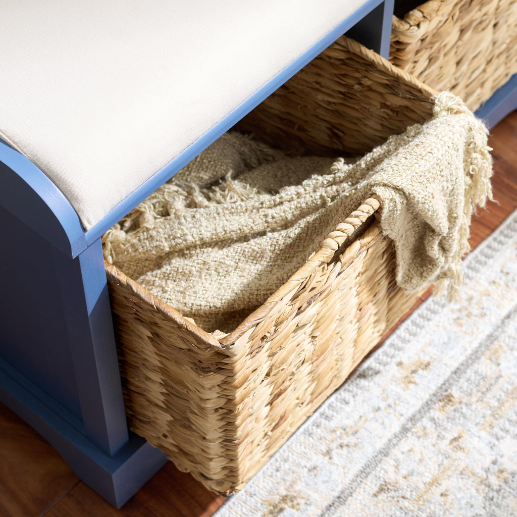 Freddy Wood Storage Bench, 33" Farmhouse Blue
