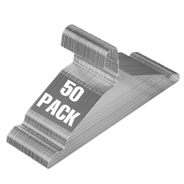 Metal Wire Clothes Hangers Bulk 50 Pack with Grooves, Silver
