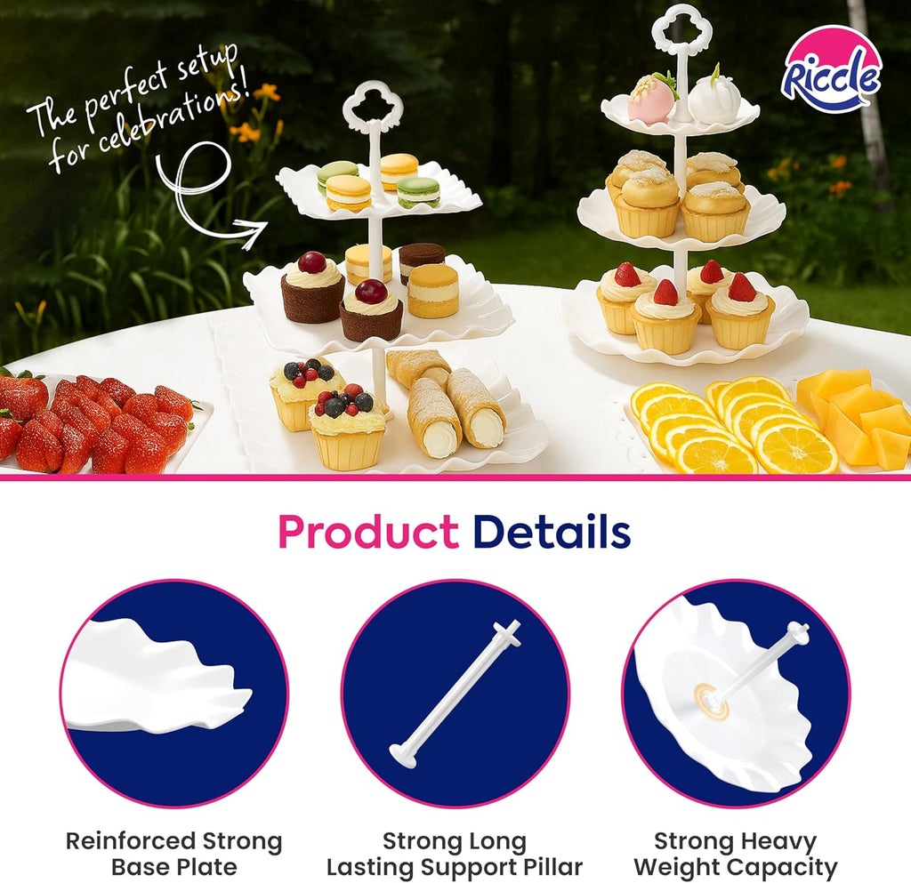 Dessert Table Display Set, 3 Tiered Cupcake Stand & Cake Stands - Set of 12