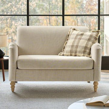 50.5" Small Loveseat Sofa, 2 Seater Farmhouse Sofa, Linen