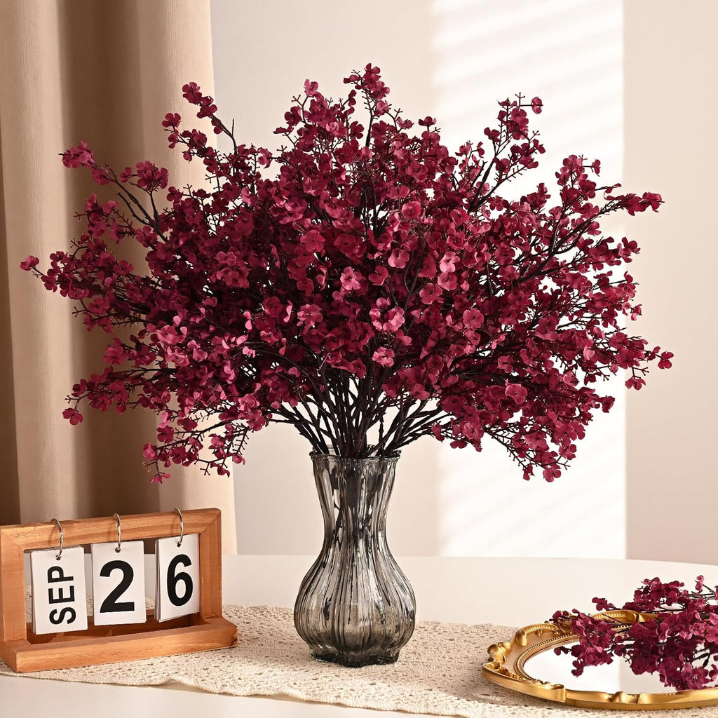Fake Flowers Babys Breath Silk Artificial Flowers Gypsophila Bouquets Bulk Real Touch Fall Stems for Fall - Set of 6