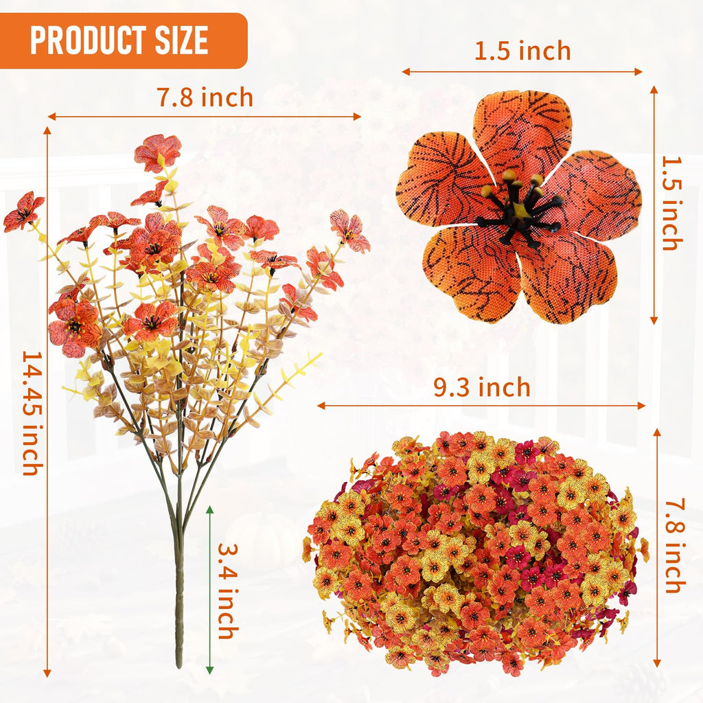 13 Bundles Artificial Fall Flowers Fake Mums for Outdoor (Autumn Colors)