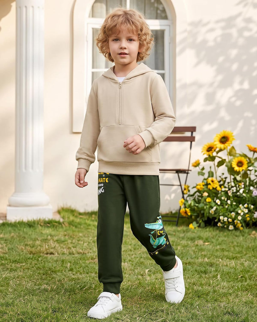 Toddler Boys Half Zip Hoodie and Sweatpants Set Fall Winter