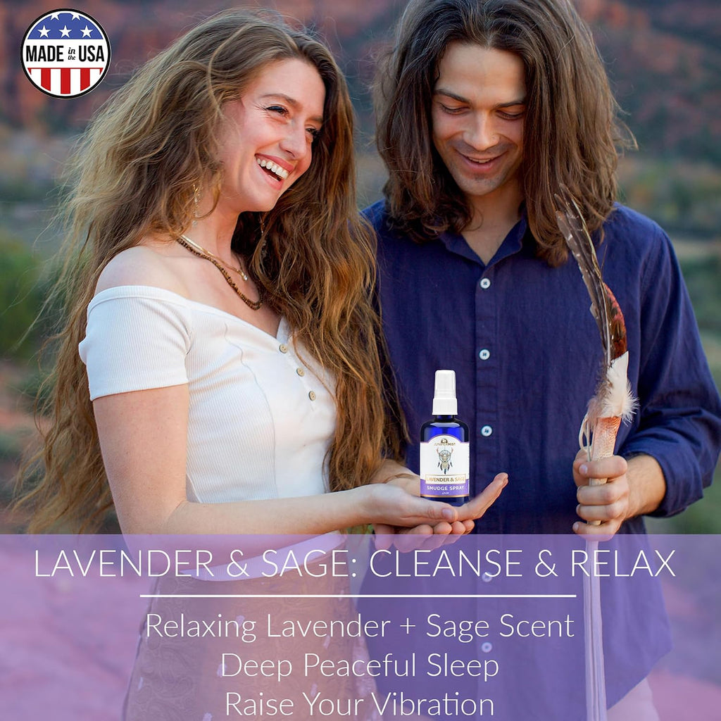 Smudge Spray Gift (114ml), Sage Spray, Palo Santo & Lavender Spray for Cleansing Negative Energy, Spiritual - Set of 3