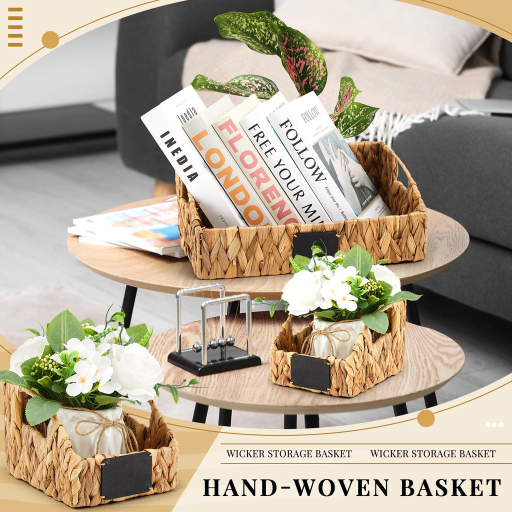 4 Pcs Water Hyacinth Storage Basket Set Boho Decor