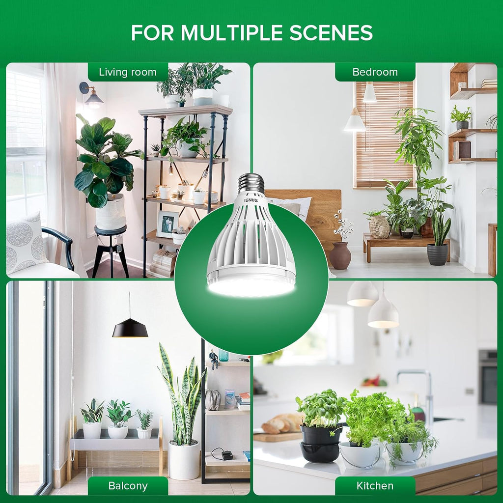 300W Equiv. Full Spectrum LED Grow Light Bulb 5000K+660nm E26 Base