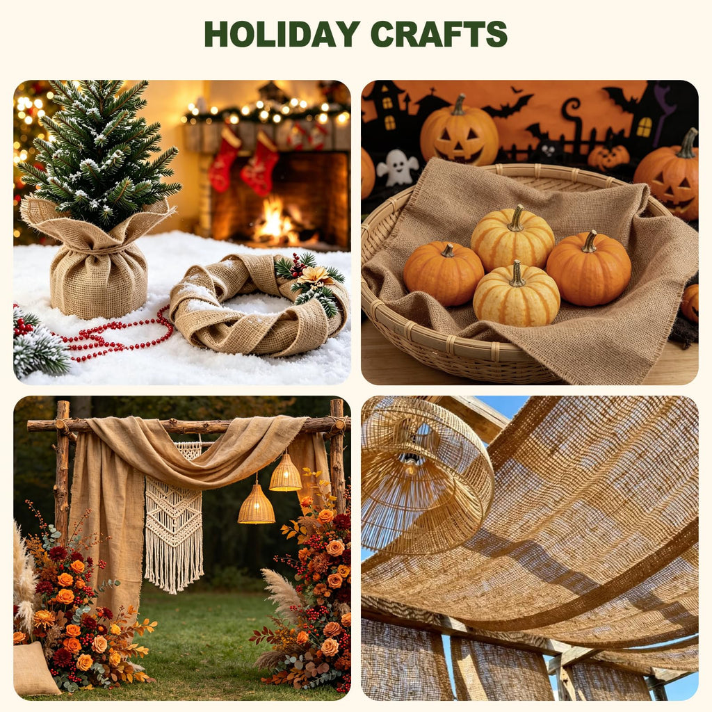 40" x10FT Natural Burlap Fabric, Loose Weave Hessian Cloth for Garden