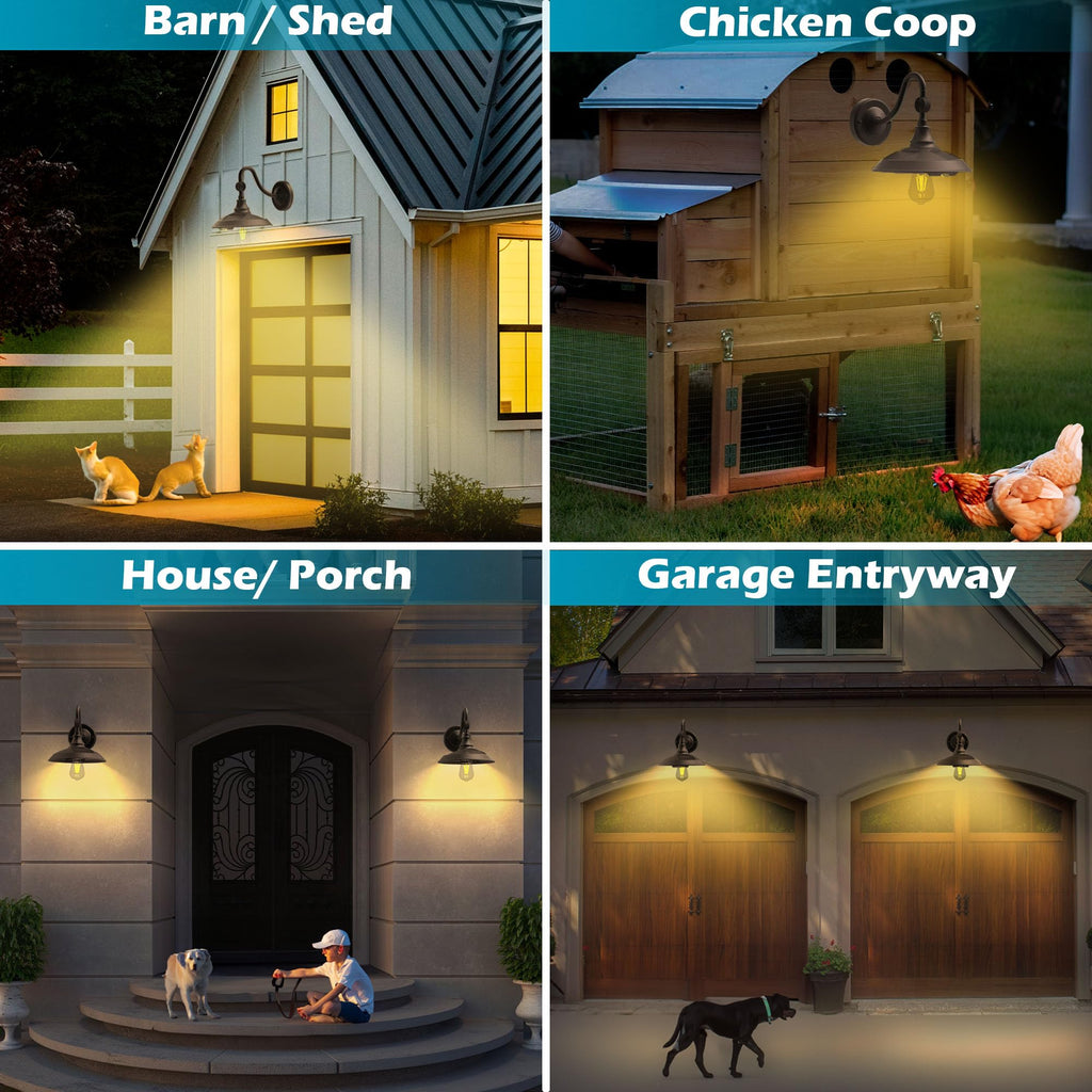 Solar Barn Light Outdoor Aluminum with 3 Modes 1 Pack Dark Bronze
