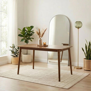 Solid Wood Table - Lynton Wooden Dining Table - Modern Take on Traditional Classic Farmhouse Dining Furniture - Retro