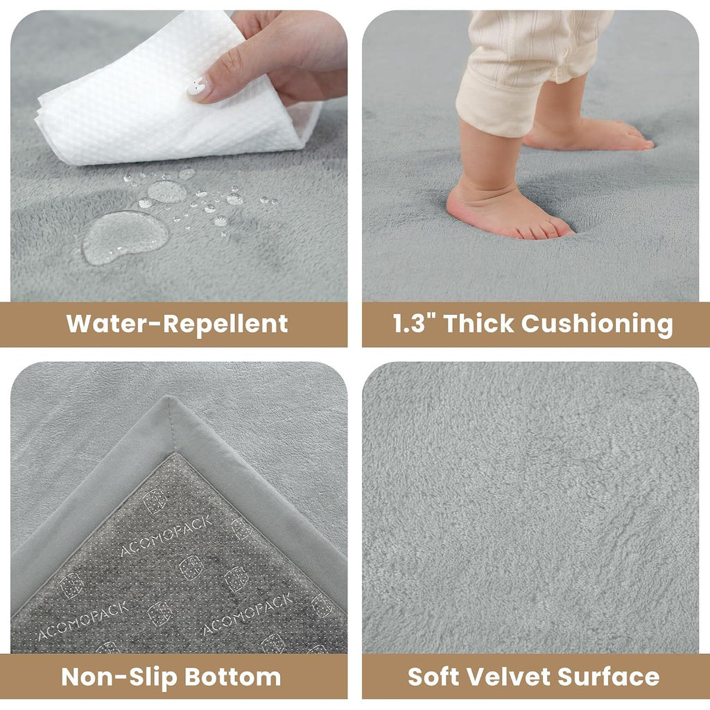 Baby Play Mat for Floor,1.3" Thick Elasti-Foam 59"×71" Non-Slip Water Repellent,Non-Toxic Playpen Mat for Infants