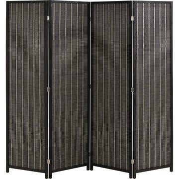 4-Panel Folding Room Divider | 6ft, Black | Light & Portable