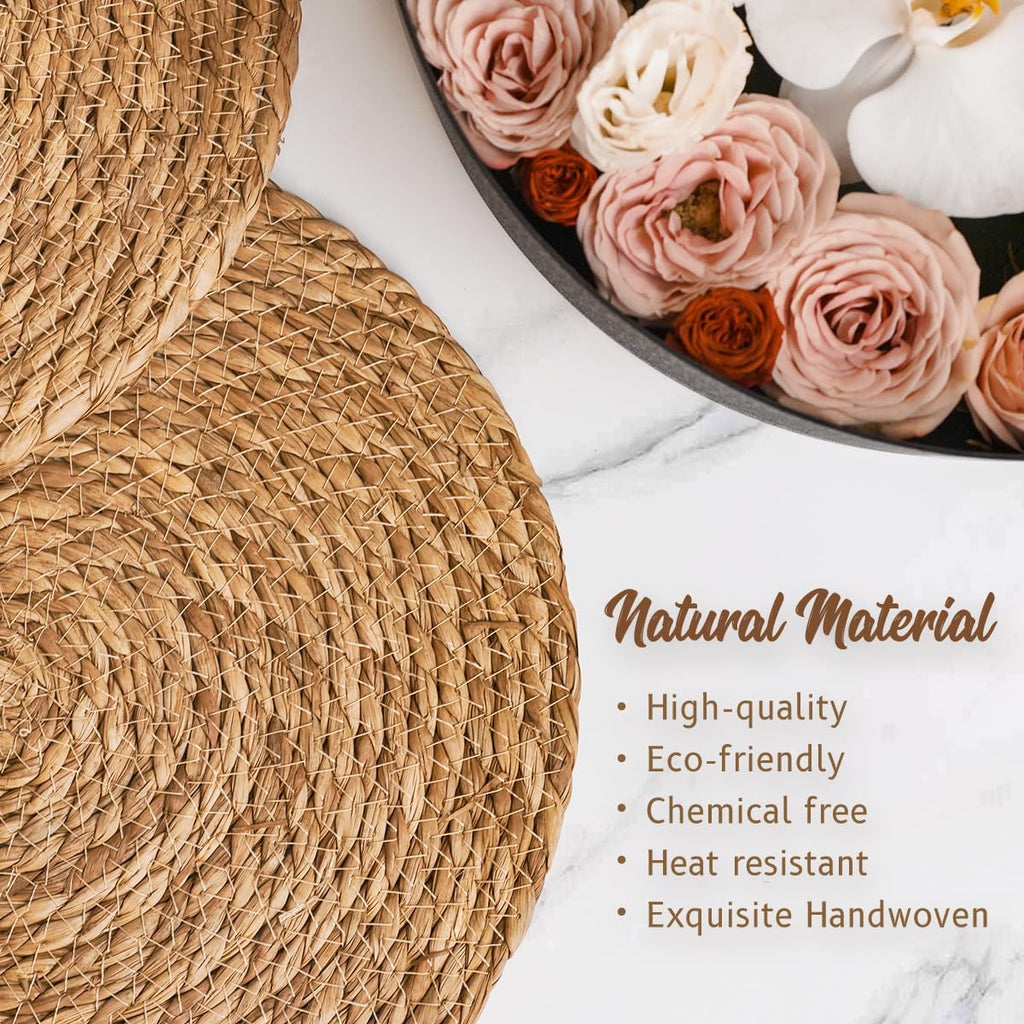 13" Round Woven Placemats Set of 10, Plate Chargers for Dining Table | 13 Inch Place Mats Set of 10, Wicker Chargers