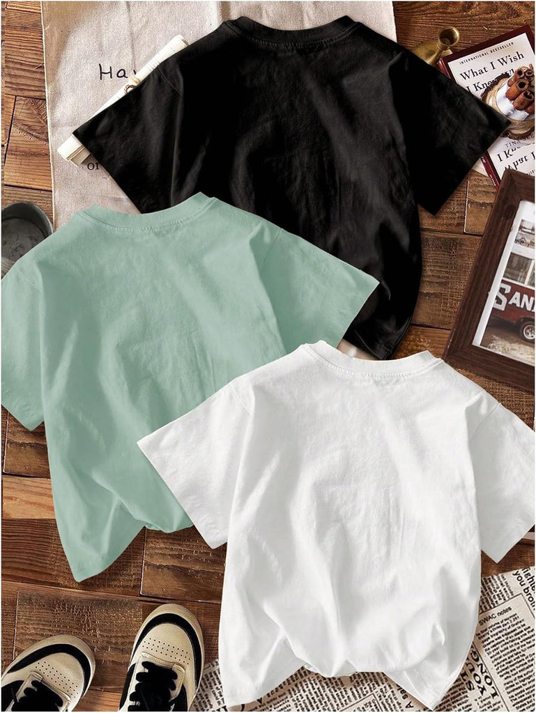Girl's Shirts 3 Packs Graphic Tees Short Sleeve T Shirt
