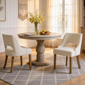 Wooden Dining Chairs Set of 2, Modern Fabric Upholstered Kitchen Chairs Dining Chair, Mid Century Modern Chair for