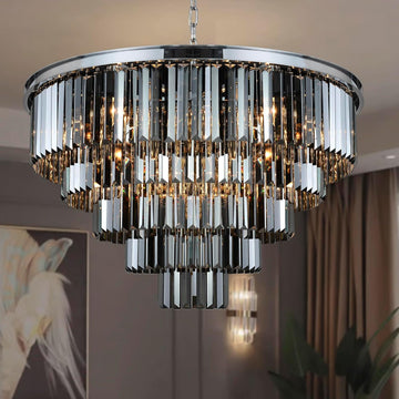 Inspired Odeon Style 16-Light Chrome Smoke Crystal 5-Tier Modern Chandelier W31.5" - A107-B07QGZMLKN