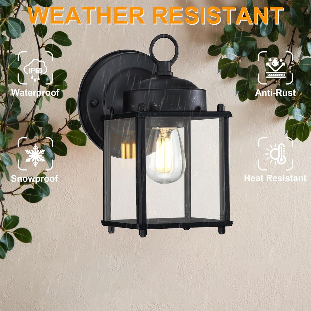 Outdoor Wall Sconce, Exterior Wall Lighting Fixtures with Clear Glass, Front Porch Lighting