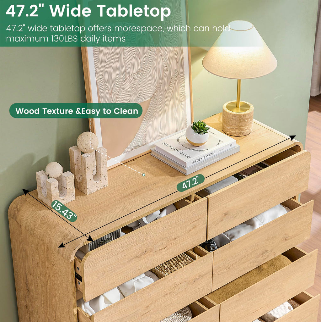 Natural with 8 Drawers, FarmhouseDresser, Rustic Drawers, Storage Closet, Chest of Drawers Handleless Design, Living