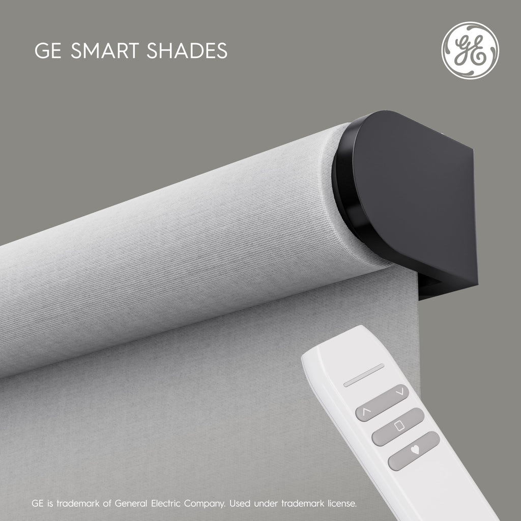 GE Smart Shades Motorized Roller Shade, Translucent Grey, 36 in, Black