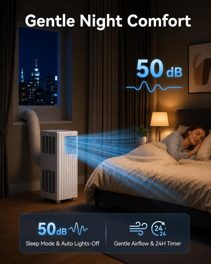 Portable Air Conditioners, 8,000 BTU for Rooms up to 350 Sq.Ft., Smart Compact AC Unit with Cooling, Dehumidifier