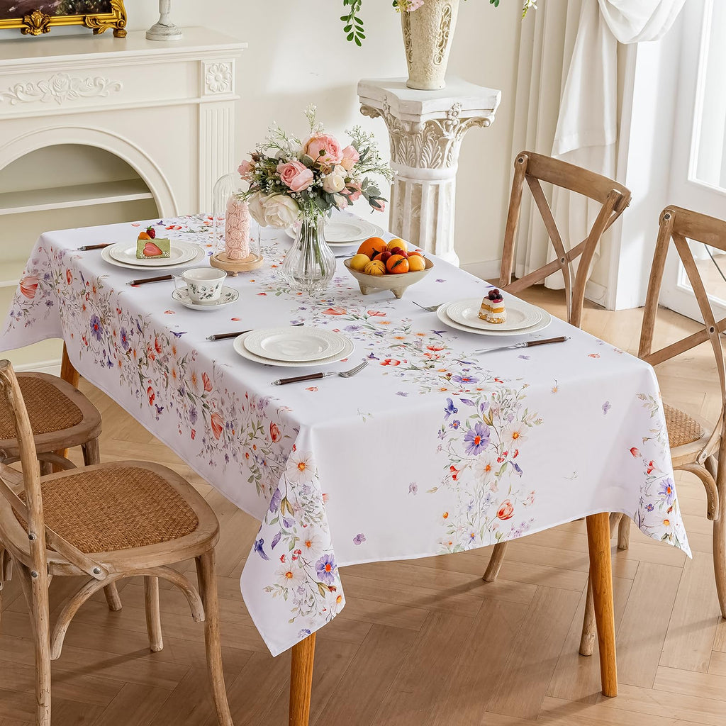 Spring Garden Party Rectangle Tablecloth Triple Vine Floral, 84 x 60 Inch