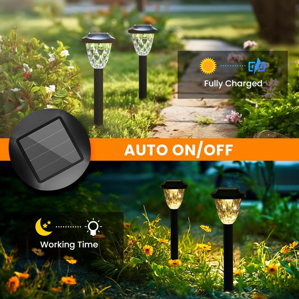 Warm Outdoor Solar Garden Path Lights, Waterproof 10PK
