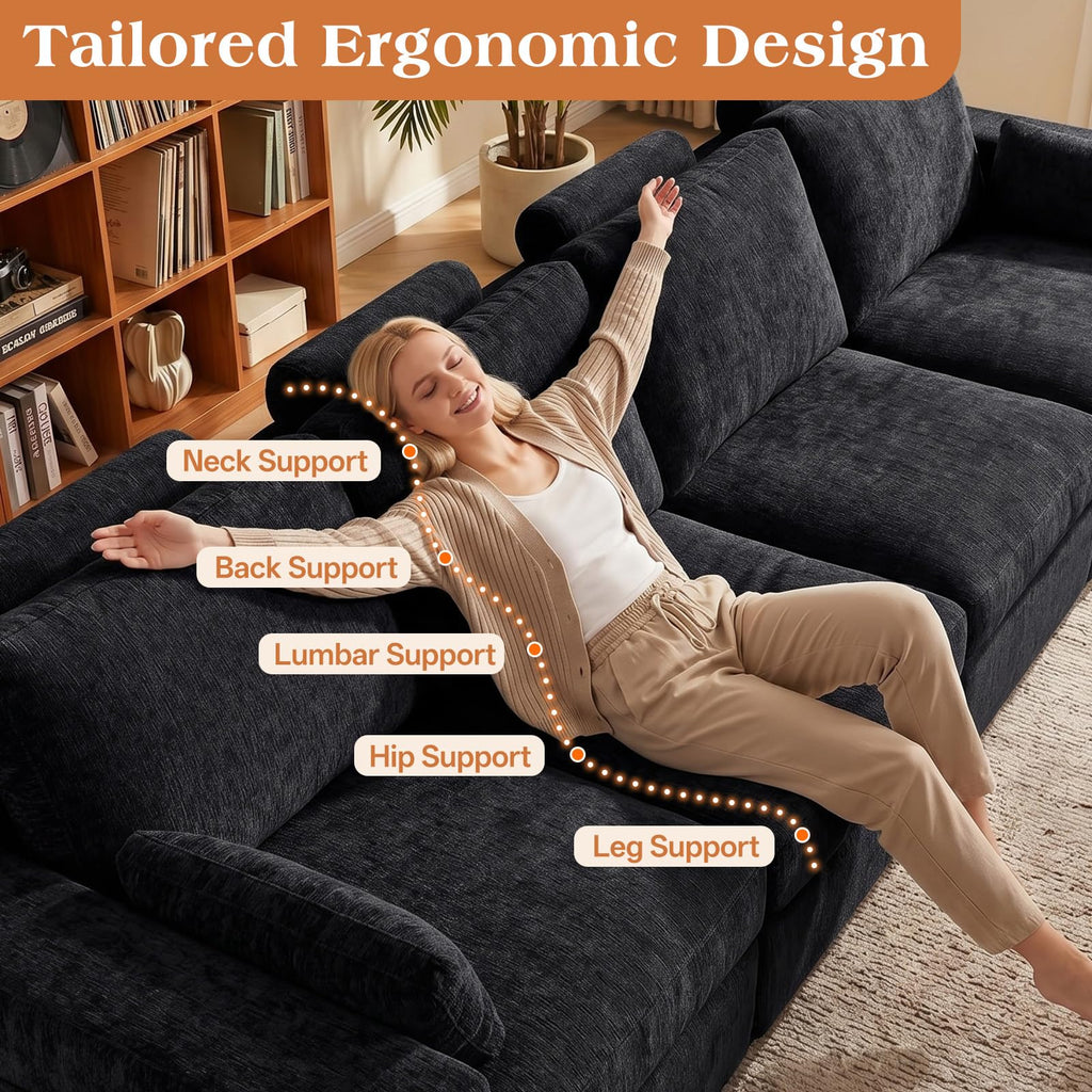136" Cloud Modular Sectional Sofa with Detachable Seat Cushion