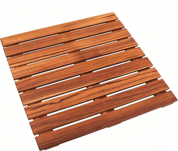 Teak Shower Mat, Non-Slip Bath Mat, Luxury Spa Mat, Wooden Mat for Bathtub, 20 x 20 in