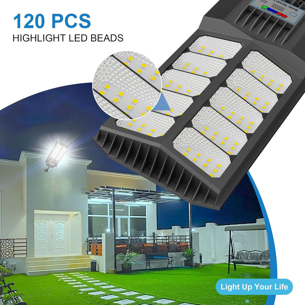 Solar Street Lights Outdoor Waterproof - LED Solar Flood Lights Outdoor Dusk to Dawn with Mention Sensor, Outdoor