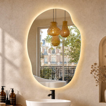 30" x 22" Irregular Led Bathroom Mirror with Lights, Tempered Glass