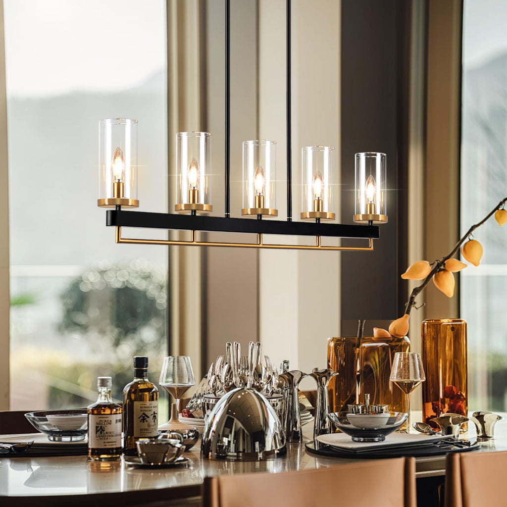 Dining Room Light Fixture 5 Light Linear Modern Chandeliers