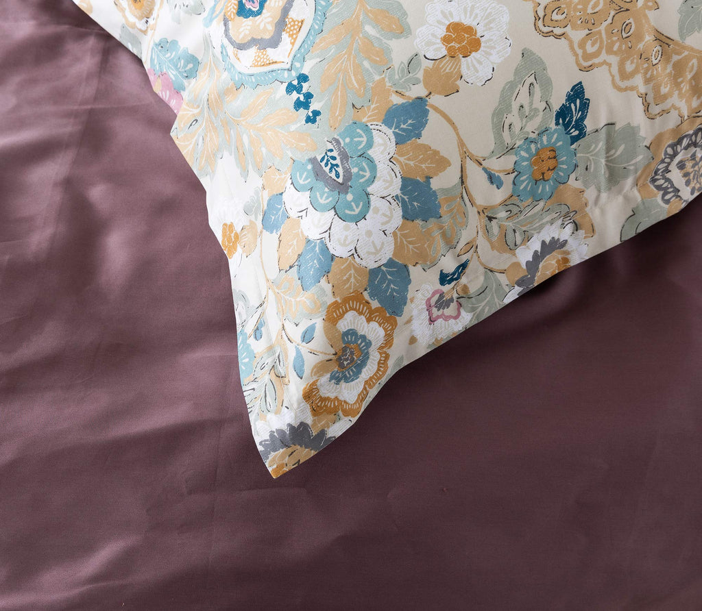 Damask Medallion Luxury Duvet Quilt Cover Boho Paisley Print Bedding Set 400 Thread Count Egyptian Cotton Sateen