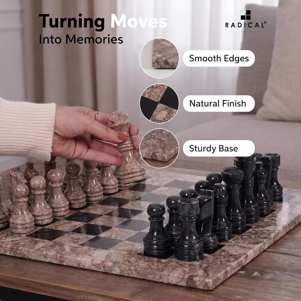 Marble Chess Set 15" - Handmade Luxury Chess Board Game Adults